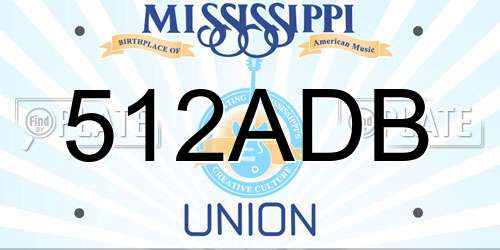 512ADB Mississippi License Plate
