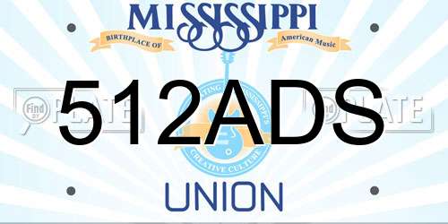512ADS Mississippi License Plate