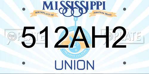 512AH2 Mississippi License Plate
