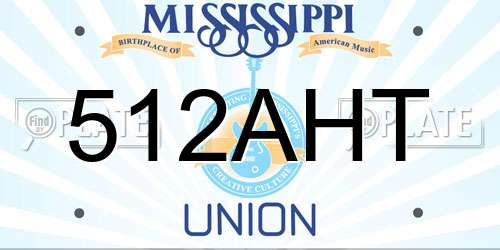512AHT Mississippi License Plate