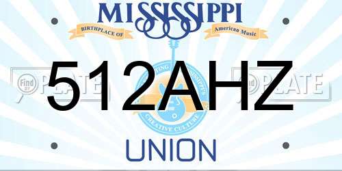 512AHZ Mississippi License Plate