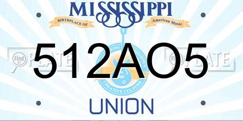 512AO5 Mississippi License Plate