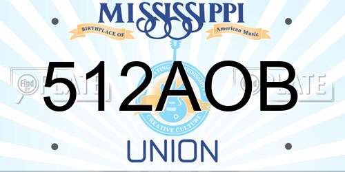 512AOB Mississippi License Plate