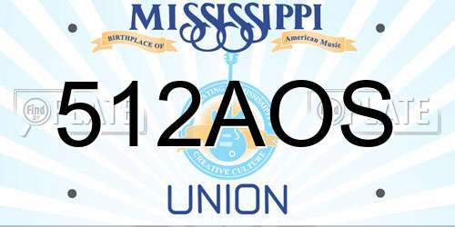 512AOS Mississippi License Plate