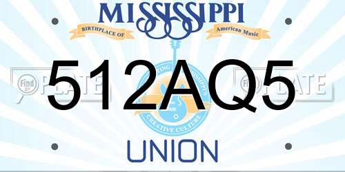 512AQ5 Mississippi License Plate