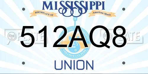 512AQ8 Mississippi License Plate