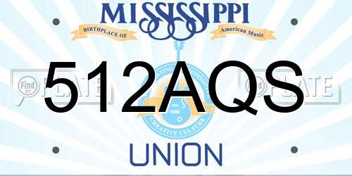512AQS Mississippi License Plate