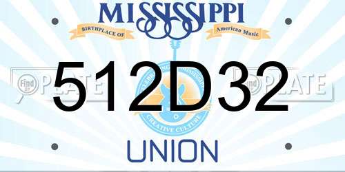 512D32 Mississippi License Plate
