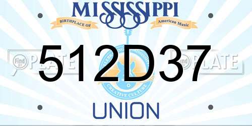512D37 Mississippi License Plate