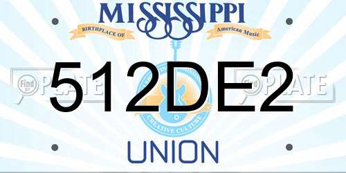 512DE2 Mississippi License Plate