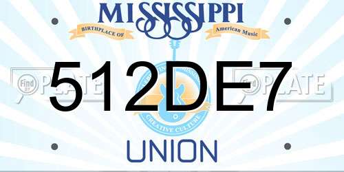 512DE7 Mississippi License Plate