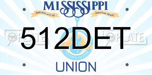 512DET Mississippi License Plate