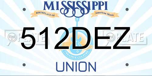 512DEZ Mississippi License Plate