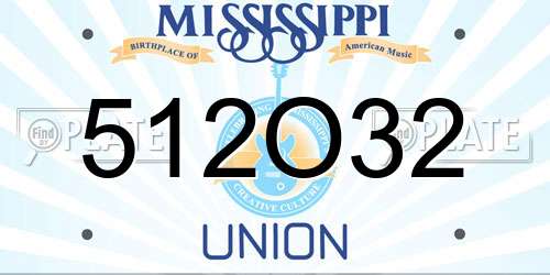 512O32 Mississippi License Plate