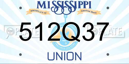 512Q37 Mississippi License Plate