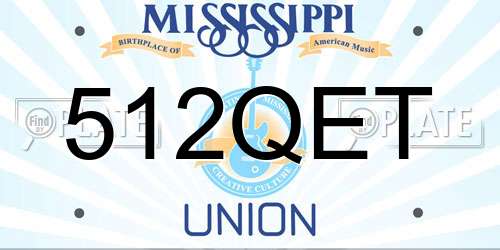 512QET Mississippi License Plate