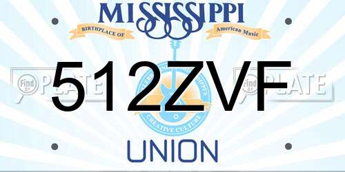 512ZVF Mississippi License Plate