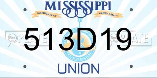 513D19 Mississippi License Plate