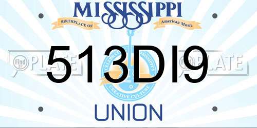 513DI9 Mississippi License Plate