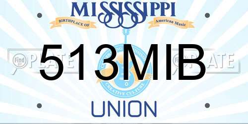 513MIB Mississippi License Plate