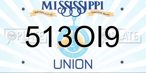 513OI9 Mississippi License Plate