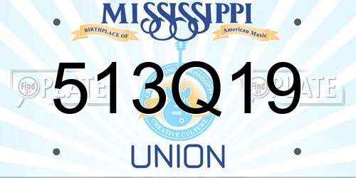 513Q19 Mississippi License Plate