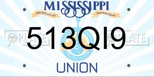 513QI9 Mississippi License Plate