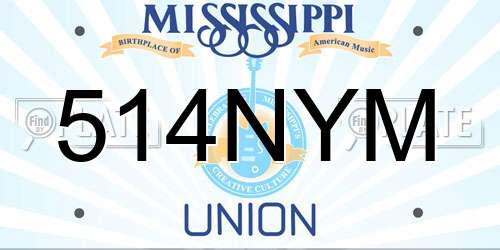 514NYM Mississippi License Plate
