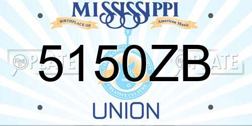 5150ZB Mississippi License Plate