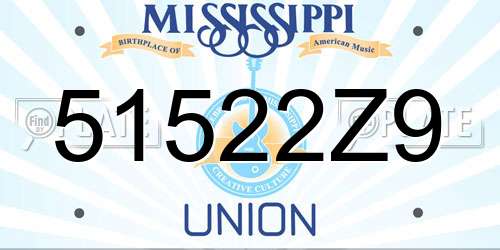 51522Z9 Mississippi License Plate