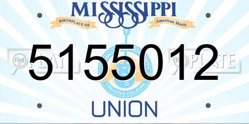 5155012 Mississippi License Plate