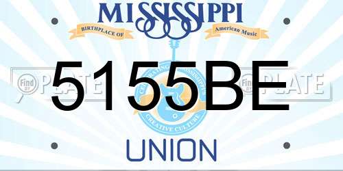 5155BE Mississippi License Plate
