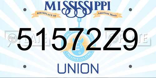 51572Z9 Mississippi License Plate