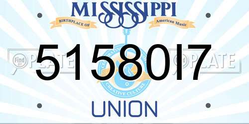 51580I7 Mississippi License Plate