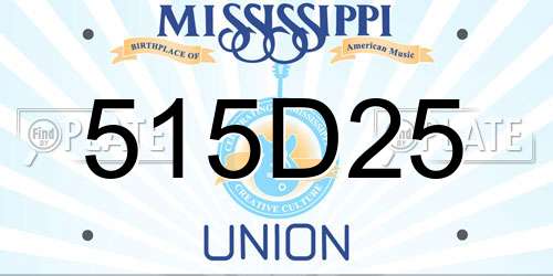 515D25 Mississippi License Plate