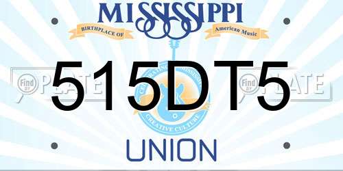 515DT5 Mississippi License Plate
