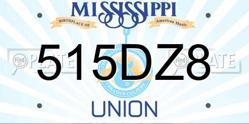515DZ8 Mississippi License Plate