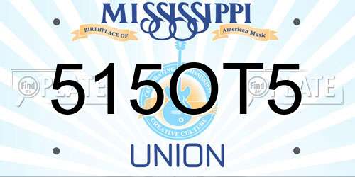 515OT5 Mississippi License Plate