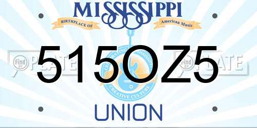 515OZ5 Mississippi License Plate