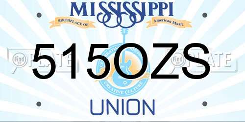 515OZS Mississippi License Plate