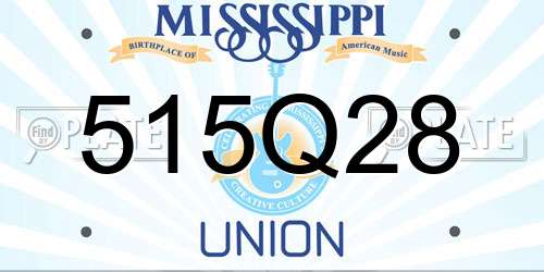 515Q28 Mississippi License Plate
