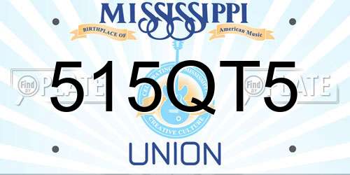 515QT5 Mississippi License Plate