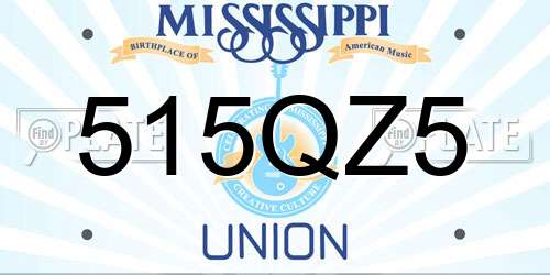 515QZ5 Mississippi License Plate