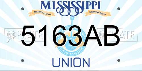 5163AB Mississippi License Plate