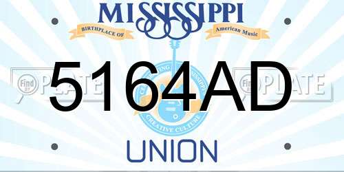 5164AD Mississippi License Plate