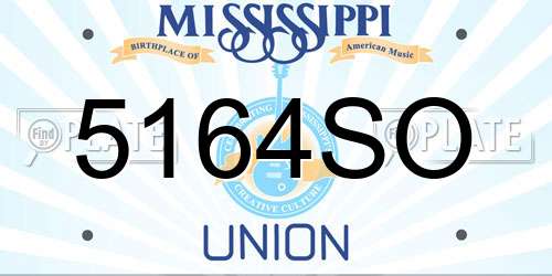 5164SO Mississippi License Plate