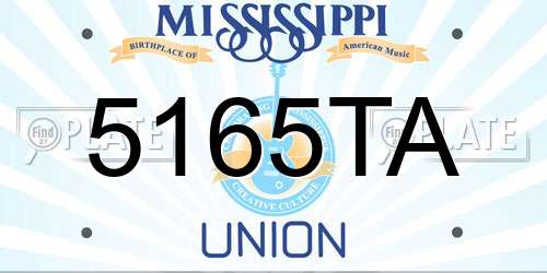 5165TA Mississippi License Plate