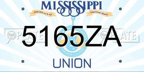 5165ZA Mississippi License Plate