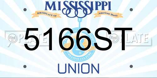 5166ST Mississippi License Plate