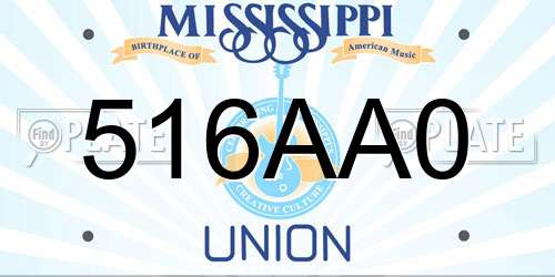 516AA0 Mississippi License Plate